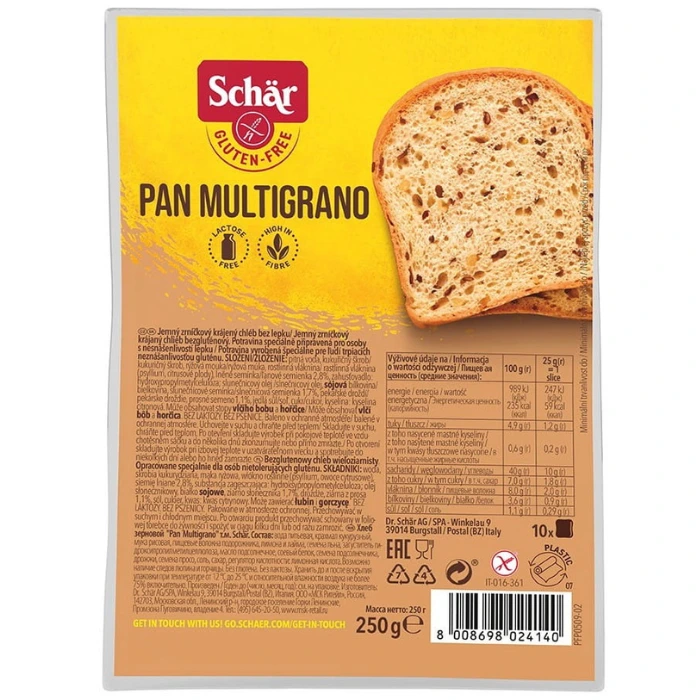 Pan Multigrano - Schär 250g (Sans gluten)